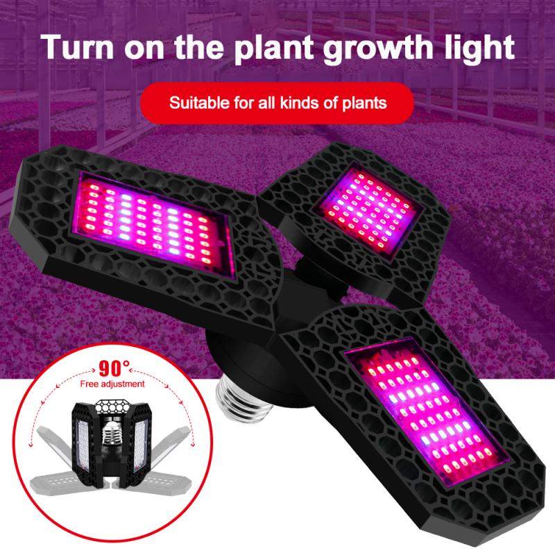 108/126/144led Foldable E27 성장 빛 방수 Phyto 램프 전체 스펙트럼 빨간색 파란색 식물 빛 실내 야채 조명